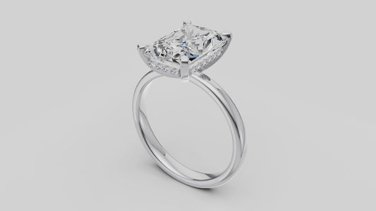 Radiant cut diamond engagement ring